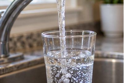 Kitchen tap running into a clear glass in a Newark, Delaware home